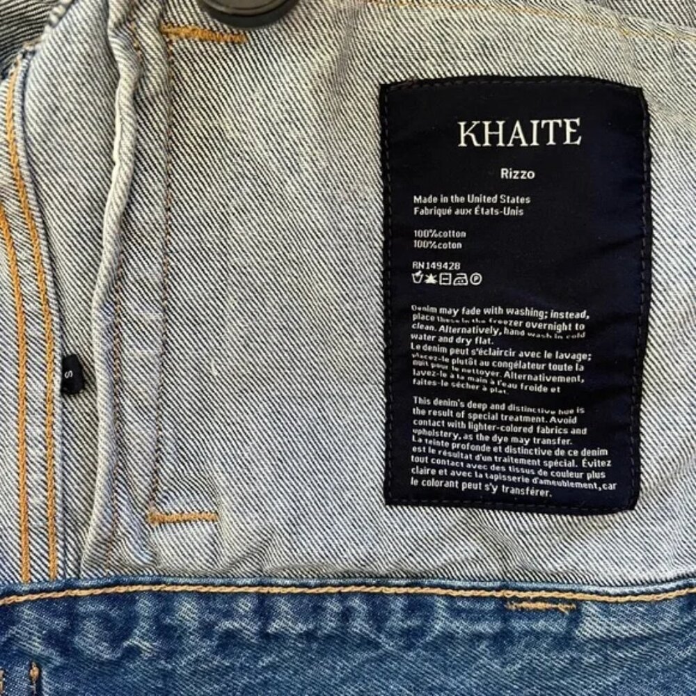 KHAITE Rizzo Blue Denim Cropped Jacket SZ S - Picture 3 of 5